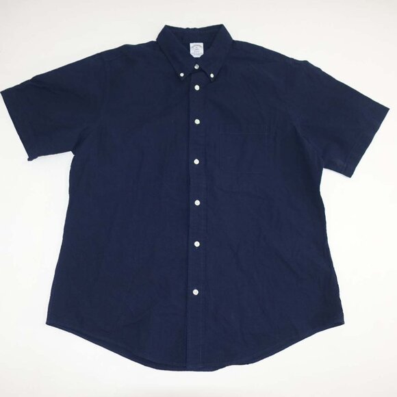 Brooks Brothers Men's Seersucker Regent Button Front Shirt Size XL Navy Blue - Picture 1 of 4